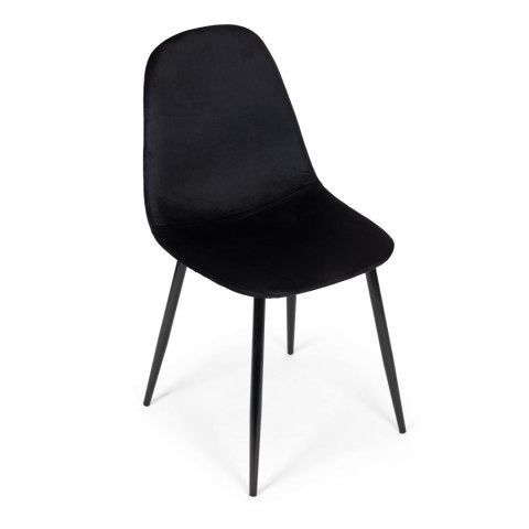 Komplet 4 krzeseł welurowych krzesło do jadalni i salonu czarne ModernHome Komplet 4 krzeseł welurowych krzesło do jadalni i salonu czarne ModernHome