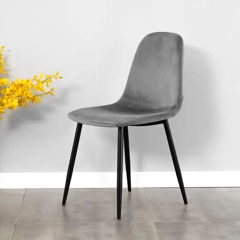 Komplet 4 krzeseł welurowych krzesło do jadalni i salonu szare ModernHome Komplet 4 krzeseł welurowych krzesło do jadalni i salonu szare ModernHome