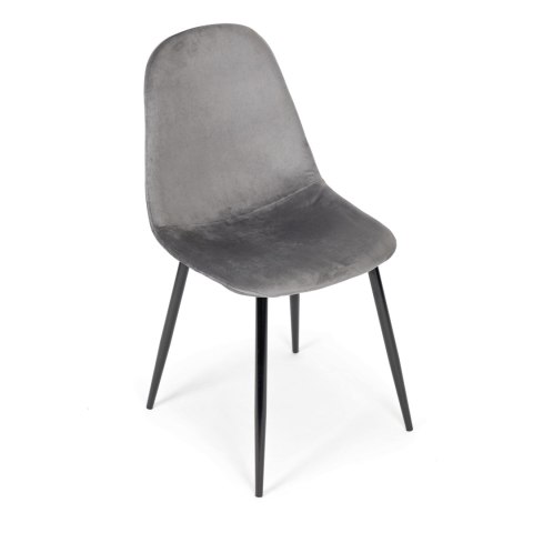 Komplet 4 krzeseł welurowych krzesło do jadalni i salonu szare ModernHome Komplet 4 krzeseł welurowych krzesło do jadalni i salonu szare ModernHome