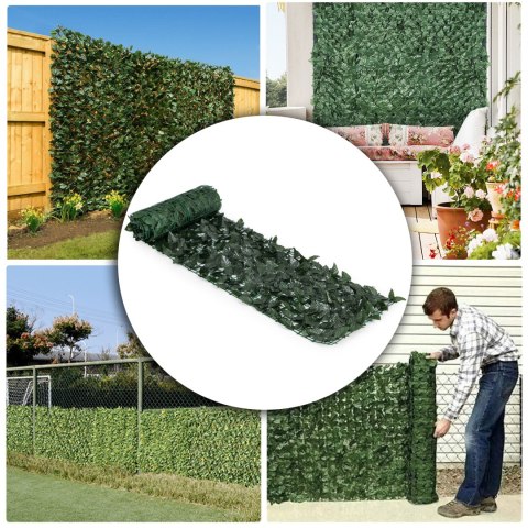 Sztuczny bluszcz żywopłot 300x150 cm zielona osłona na balkon maskująca - 3 ROLKI Sztuczny bluszcz żywopłot 300x150 cm zielona osłona na balkon maskująca - 3 ROLKI
