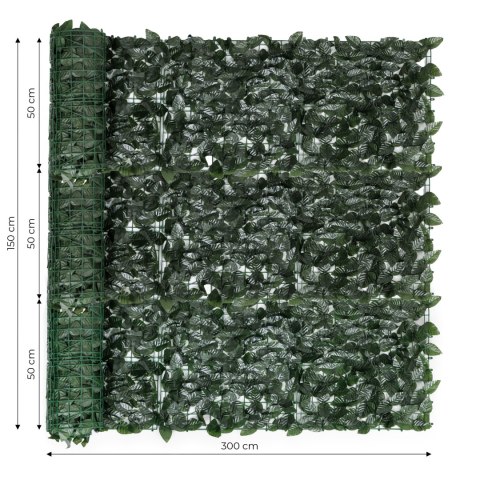 Sztuczny bluszcz żywopłot 300x150 cm zielona osłona na balkon maskująca - 3 ROLKI Sztuczny bluszcz żywopłot 300x150 cm zielona osłona na balkon maskująca - 3 ROLKI