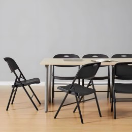 Komplet 4 krzeseł składanych zestaw cateringowy metal HDPE czarne ModernHome