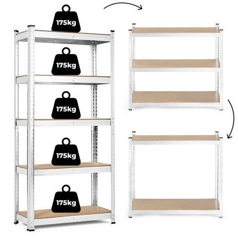 Regał magazynowy 180x90x30 cm stal galwanizowana 5 półek 875 kg ModernHome Regał magazynowy 180x90x30 cm stal galwanizowana 5 półek 875 kg ModernHome