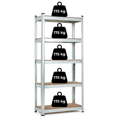 Regał magazynowy 180x90x30 cm stal galwanizowana 5 półek 875 kg ModernHome Regał magazynowy 180x90x30 cm stal galwanizowana 5 półek 875 kg ModernHome