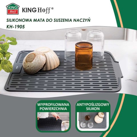 MATA PODKŁADKA SILIKONOWA OCIEKACZ DO NACZYŃ 46x40cm KINGHOFF KH-1905 MATA PODKŁADKA SILIKONOWA OCIEKACZ DO NACZYŃ 46x40cm KINGHOFF KH-1905