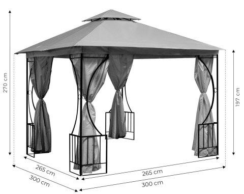 Namiot pawilon ogrodowy 2w1 3x3 m moskitiera i pełne ściankiMultiGarden Namiot pawilon ogrodowy 2w1 3x3 m moskitiera i pełne ściankiMultiGarden