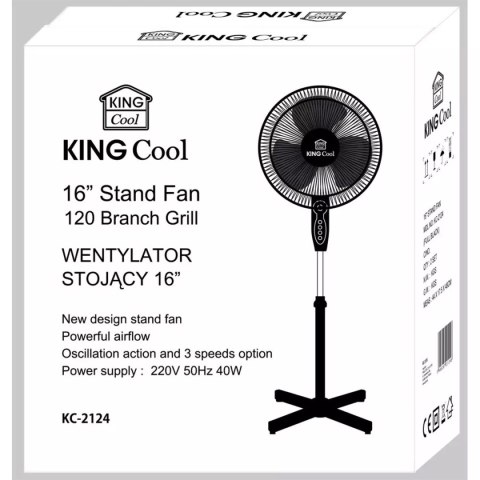 WENTYLATOR WIATRAK STOJĄCY PODŁOGOWY KINGCOOL KC-2124 czarny WENTYLATOR WIATRAK STOJĄCY PODŁOGOWY KINGCOOL KC-2124 czarny