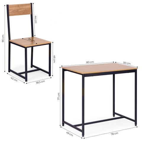 Zestaw komplet mebli stolik 2 krzesła metal MDF ModernHome Zestaw komplet mebli stolik 2 krzesła metal MDF ModernHome