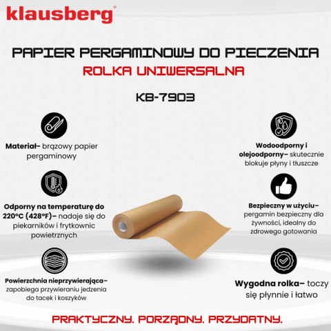 PAPIER PERGAMIN DO PIECZENIA 20m KLAUSBERG KB-7903 PAPIER PERGAMIN DO PIECZENIA 20m KLAUSBERG KB-7903