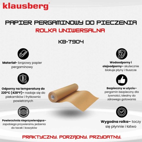 PAPIER PERGAMIN DO PIECZENIA 50m KLAUSBERG KB-7904 PAPIER PERGAMIN DO PIECZENIA 50m KLAUSBERG KB-7904