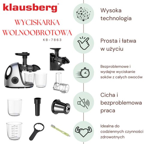 SOKOWIRÓWKA WYCISKARKA WOLNOOBROTOWA KLAUSBERG KB-7863 SOKOWIRÓWKA WYCISKARKA WOLNOOBROTOWA KLAUSBERG KB-7863