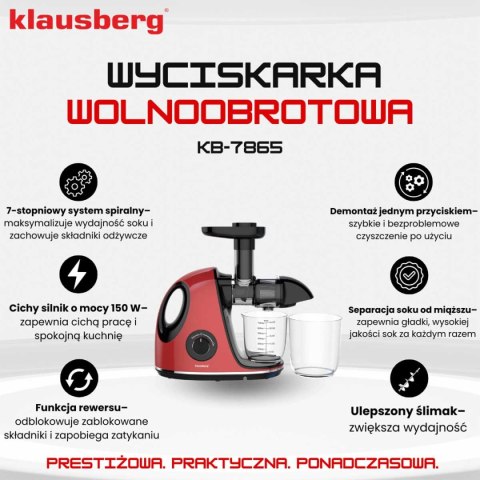 SOKOWIRÓWKA WYCISKARKA WOLNOOBROTOWA KLAUSBERG KB-7865 SOKOWIRÓWKA WYCISKARKA WOLNOOBROTOWA KLAUSBERG KB-7865