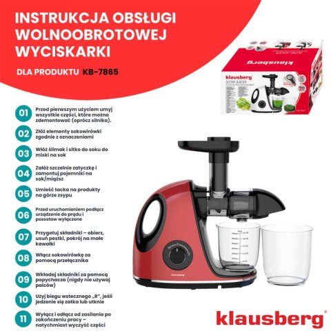 SOKOWIRÓWKA WYCISKARKA WOLNOOBROTOWA KLAUSBERG KB-7865 SOKOWIRÓWKA WYCISKARKA WOLNOOBROTOWA KLAUSBERG KB-7865