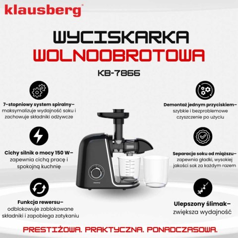 SOKOWIRÓWKA WYCISKARKA WOLNOOBROTOWA KLAUSBERG KB-7866 SOKOWIRÓWKA WYCISKARKA WOLNOOBROTOWA KLAUSBERG KB-7866