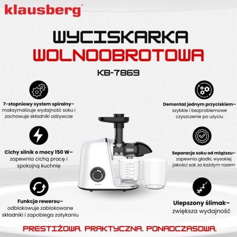 SOKOWIRÓWKA WYCISKARKA WOLNOOBROTOWA KLAUSBERG KB-7869 SOKOWIRÓWKA WYCISKARKA WOLNOOBROTOWA KLAUSBERG KB-7869