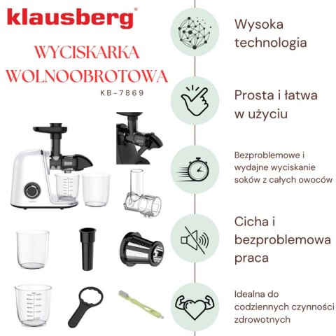 SOKOWIRÓWKA WYCISKARKA WOLNOOBROTOWA KLAUSBERG KB-7869 SOKOWIRÓWKA WYCISKARKA WOLNOOBROTOWA KLAUSBERG KB-7869