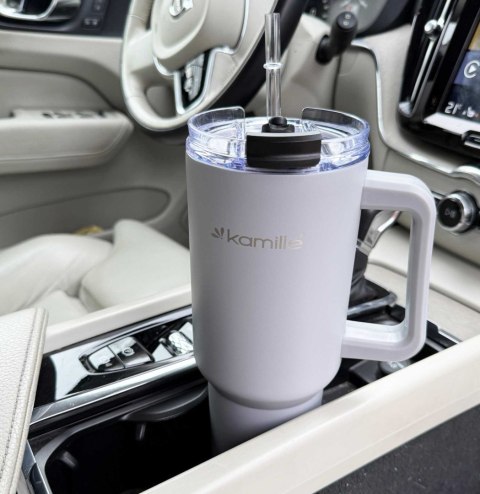 STALOWY KUBEK TERMICZNY TERMOS 1200ml Z RĄCZKĄ I SŁOMKĄ KM-2173 STALOWY KUBEK TERMICZNY TERMOS 1200ml Z RĄCZKĄ I SŁOMKĄ KM-2173