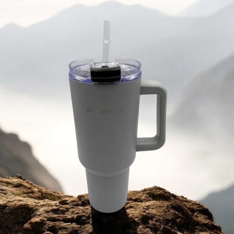 STALOWY KUBEK TERMICZNY TERMOS 1200ml Z RĄCZKĄ I SŁOMKĄ KM-2173 STALOWY KUBEK TERMICZNY TERMOS 1200ml Z RĄCZKĄ I SŁOMKĄ KM-2173