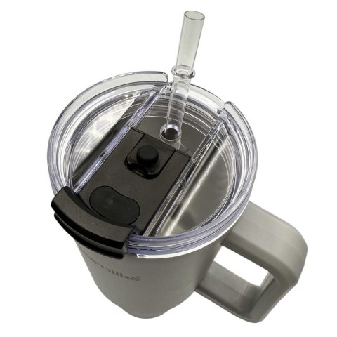 STALOWY KUBEK TERMICZNY TERMOS 1200ml Z RĄCZKĄ I SŁOMKĄ KM-2173 STALOWY KUBEK TERMICZNY TERMOS 1200ml Z RĄCZKĄ I SŁOMKĄ KM-2173