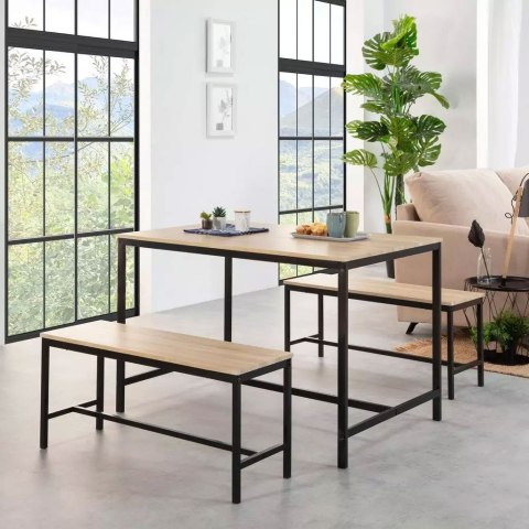 Zestaw loftowych mebli do jadalni kuchni stolik 2 ławki ModernHome Zestaw loftowych mebli do jadalni kuchni stolik 2 ławki ModernHome