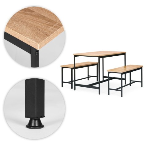 Zestaw loftowych mebli do jadalni kuchni stolik 2 ławki ModernHome Zestaw loftowych mebli do jadalni kuchni stolik 2 ławki ModernHome