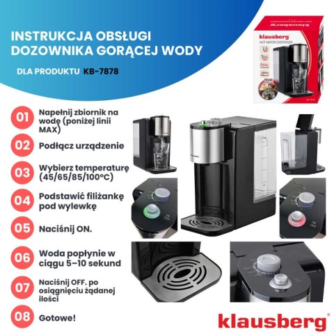 DYSPENSER DOZOWNIK GORĄCEJ WODY 2,2L KLAUSBERG KB-7878 DYSPENSER DOZOWNIK GORĄCEJ WODY 2,2L KLAUSBERG KB-7878