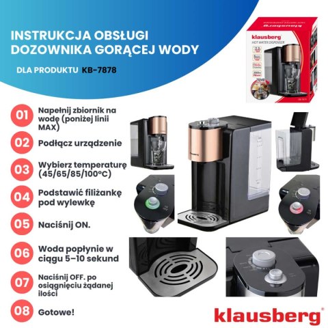 DYSPENSER DOZOWNIK GORĄCEJ WODY 2,2L KLAUSBERG KB-7879 DYSPENSER DOZOWNIK GORĄCEJ WODY 2,2L KLAUSBERG KB-7879
