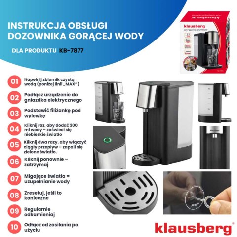 DYSPENSER DOZOWNIK GORĄCEJ WODY 2,5L KLAUSBERG KB-7877 DYSPENSER DOZOWNIK GORĄCEJ WODY 2,5L KLAUSBERG KB-7877