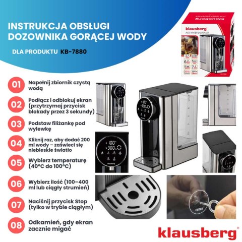 DYSPENSER DOZOWNIK GORĄCEJ WODY 2,7L KLAUSBERG KB-7880 DYSPENSER DOZOWNIK GORĄCEJ WODY 2,7L KLAUSBERG KB-7880
