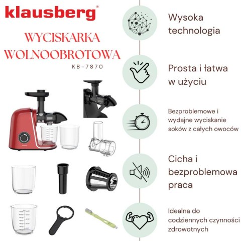 SOKOWIRÓWKA WYCISKARKA WOLNOOBROTOWA KLAUSBERG KB-7870 SOKOWIRÓWKA WYCISKARKA WOLNOOBROTOWA KLAUSBERG KB-7870