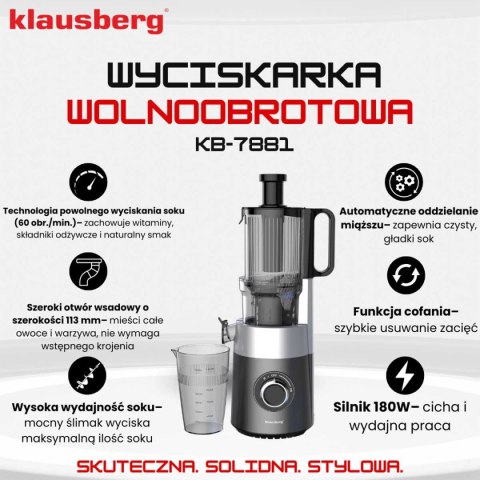 SOKOWIRÓWKA WYCISKARKA WOLNOOBROTOWA PIONOWA KLAUSBERG KB-7881 SOKOWIRÓWKA WYCISKARKA WOLNOOBROTOWA PIONOWA KLAUSBERG KB-7881