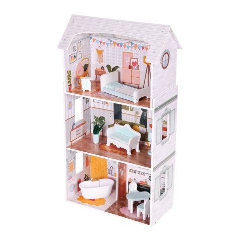 Domek dla lalek Alice 3 piętra 4 pomieszczenia komplet 9 mebelków ECOTOYS Domek dla lalek Alice 3 piętra 4 pomieszczenia komplet 9 mebelków ECOTOYS