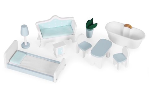 Domek dla lalek Alice 3 piętra 4 pomieszczenia komplet 9 mebelków ECOTOYS Domek dla lalek Alice 3 piętra 4 pomieszczenia komplet 9 mebelków ECOTOYS