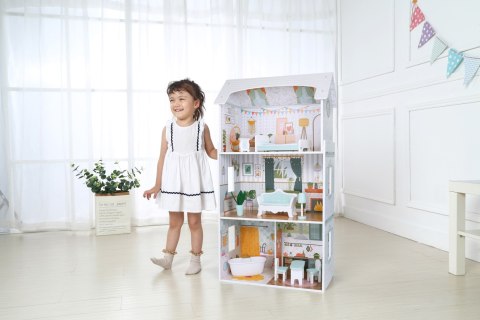 Domek dla lalek Alice 3 piętra 4 pomieszczenia komplet 9 mebelków ECOTOYS Domek dla lalek Alice 3 piętra 4 pomieszczenia komplet 9 mebelków ECOTOYS