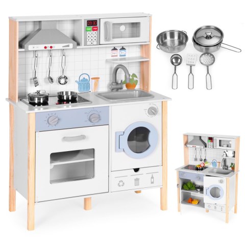 Drewniana kuchnia dla dzieci dźwięki LED piekarnik pralka akcesoria kuchenne ECOTOYS Drewniana kuchnia dla dzieci dźwięki LED piekarnik pralka akcesoria kuchenne ECOTOYS
