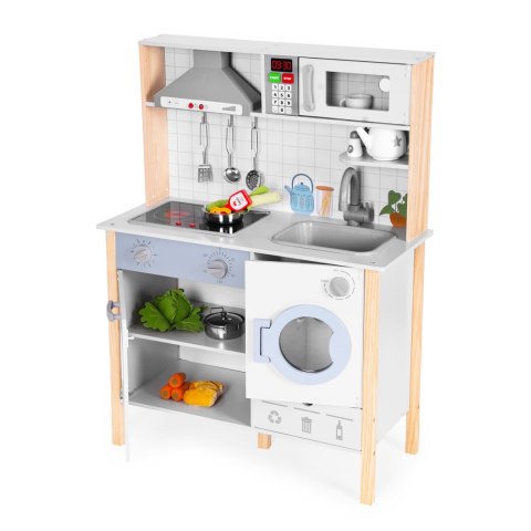Drewniana kuchnia dla dzieci dźwięki LED piekarnik pralka akcesoria kuchenne ECOTOYS Drewniana kuchnia dla dzieci dźwięki LED piekarnik pralka akcesoria kuchenne ECOTOYS