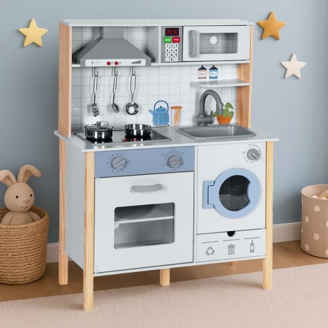 Drewniana kuchnia dla dzieci dźwięki LED piekarnik pralka akcesoria kuchenne ECOTOYS Drewniana kuchnia dla dzieci dźwięki LED piekarnik pralka akcesoria kuchenne ECOTOYS