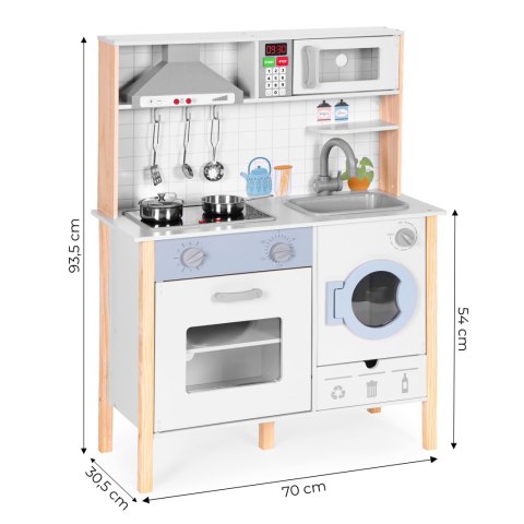 Drewniana kuchnia dla dzieci dźwięki LED piekarnik pralka akcesoria kuchenne ECOTOYS Drewniana kuchnia dla dzieci dźwięki LED piekarnik pralka akcesoria kuchenne ECOTOYS