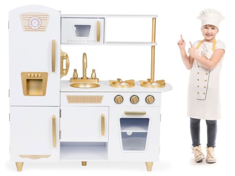 Kuchnia dla dzieci drewniana duża biało-złota ECOTOYS Kuchnia dla dzieci drewniana duża biało-złota ECOTOYS