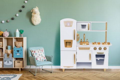 Kuchnia dla dzieci drewniana duża biało-złota ECOTOYS Kuchnia dla dzieci drewniana duża biało-złota ECOTOYS
