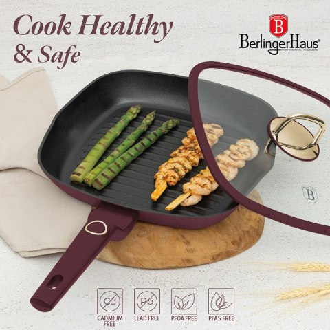 PATELNIA GRILLOWA TYTANOWA Z POKRYWĄ 28cm BERLINGER HAUS BH-8037 LEONARDO PATELNIA GRILLOWA TYTANOWA Z POKRYWĄ 28cm BERLINGER HAUS BH-8037 LEONARDO