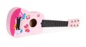 Gitara dla dzieci drewniana metalowe struny kostka - różowa ECOTOYS