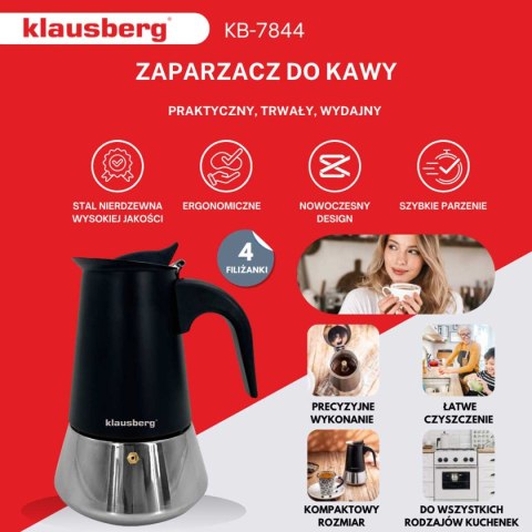 KAWIARKA ZAPARZACZ DO KAWY 200ml KLAUSBERG KB-7844 INDUKCJA KAWIARKA ZAPARZACZ DO KAWY 200ml KLAUSBERG KB-7844 INDUKCJA