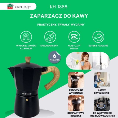 KAWIARKA ZAPARZACZ DO KAWY 300ml KINGHOFF KH-1886 INDUKCJA KAWIARKA ZAPARZACZ DO KAWY 300ml KINGHOFF KH-1886 INDUKCJA
