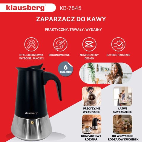 KAWIARKA ZAPARZACZ DO KAWY 300ml KLAUSBERG KB-7845 INDUKCJA KAWIARKA ZAPARZACZ DO KAWY 300ml KLAUSBERG KB-7845 INDUKCJA
