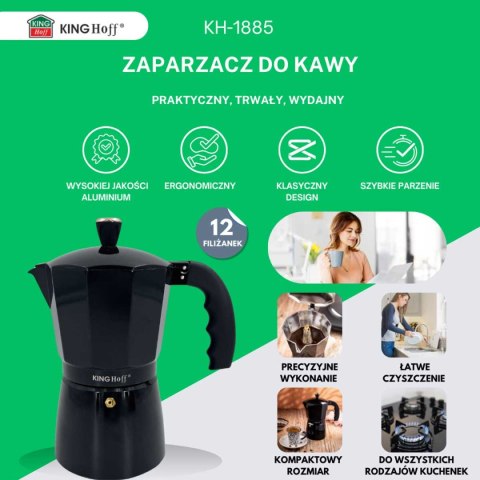 KAWIARKA ZAPARZACZ DO KAWY 600ml KINGHOFF KH-1885 INDUKCJA KAWIARKA ZAPARZACZ DO KAWY 600ml KINGHOFF KH-1885 INDUKCJA