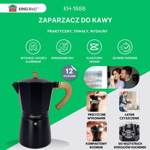 KAWIARKA ZAPARZACZ DO KAWY 600ml KINGHOFF KH-1888 INDUKCJA KAWIARKA ZAPARZACZ DO KAWY 600ml KINGHOFF KH-1888 INDUKCJA