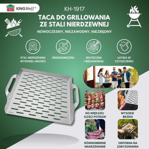 STALOWA TACA 37x31cm DO GRILLA GRILLOWANIA KINGHOFF KH-1917 STALOWA TACA 37x31cm DO GRILLA GRILLOWANIA KINGHOFF KH-1917