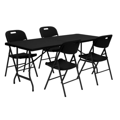 Komplet cateringowy stół 4 krzesła zestaw mebli składane HDPE czarny MultiGarden Komplet cateringowy stół 4 krzesła zestaw mebli składane HDPE czarny MultiGarden