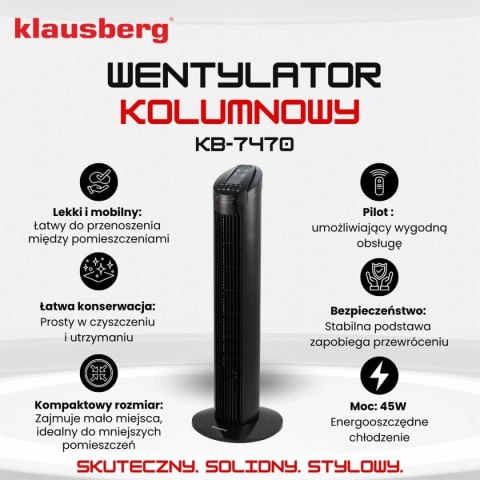 WENTYLATOR KOLUMNOWY PODŁOGOWY Z PILOTEM KLAUSBERG KB-7470 WENTYLATOR KOLUMNOWY PODŁOGOWY Z PILOTEM KLAUSBERG KB-7470